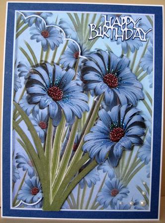 Blue Floral Scalloped Edge Envelope Card by Marion Evans