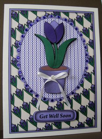 Purple Tulip Pot Decoupage by Marion Evans