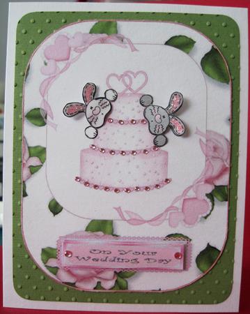 Bunnys with Cake Large Wedding Topper by Marion Evans