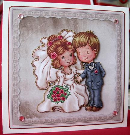 Bride and Groom Card Front by Marion Evans