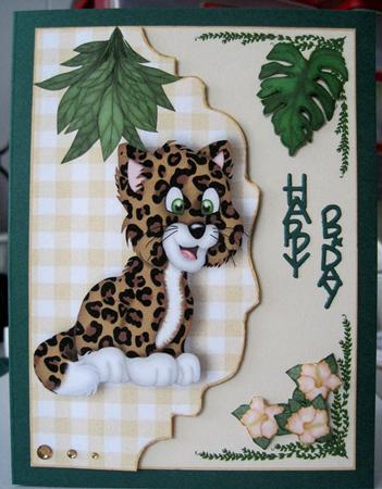 Cute Little Leopard on Scalloped Envelope by Marion Evans