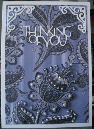 Blue Big Floral Painted Wallpaper A4 Backing Paper by Marion Evans