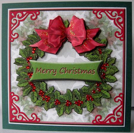 Holly Wreath - Card Front Plus by Marion Evans