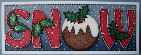 Large Dl Xmas Snow with Puddings Quick Card N 3D Decoupage by Marion Evans