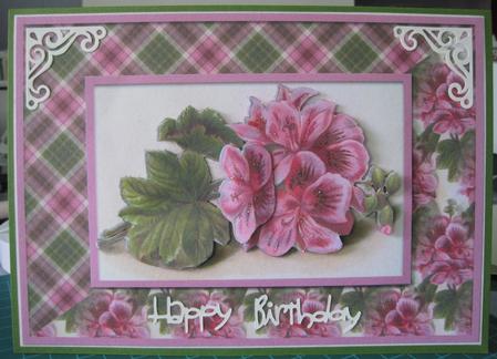 Pink Flowers Card Front by Marion Evans