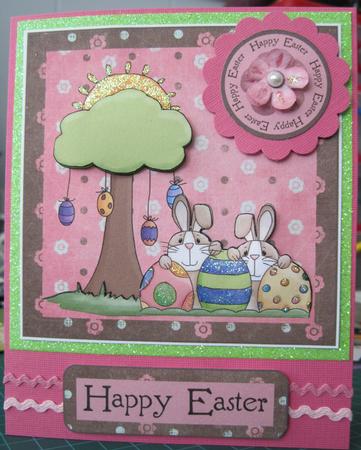 Cute Easter Garden Square for Cards by Marion Evans