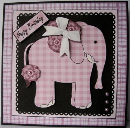 Elephant on Black 3D Bows and Flowers by Marion Evans
