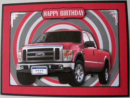 Red Pick-up Decoupage 2 by Marion Evans