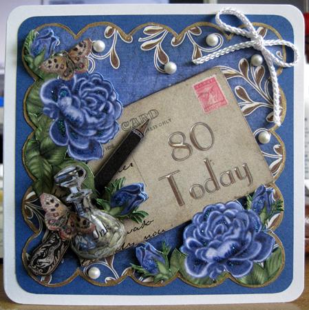 Blue Roses 80 Today Scallop Decoupage Step by Step Sheet by Marion Evans