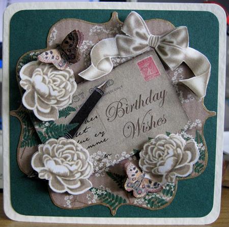 Cream Rose Birthday Wishes 6in Bracket Topper by Marion Evans