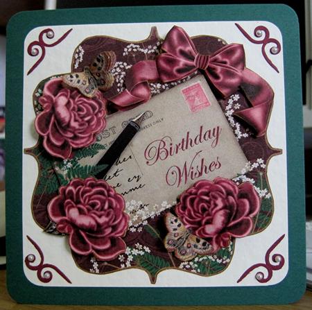 Deep Red Rose Birthday Wishes 6in Bracket Topper by Marion Evans
