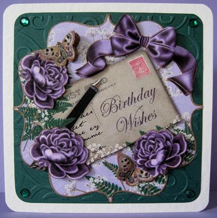 Deep Purple Rose Birthday Wishes 6in Bracket Topper by Marion Evans