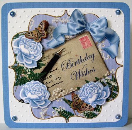 Blue Rose Birthday Wishes 6in Bracket Topper by Marion Evans