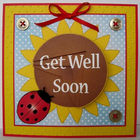 Flower and Ladybird Get Well Topper by Marion Evans