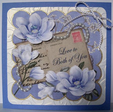 Blue Magnolia Both of You 8in Decoupage Topper by Marion Evans