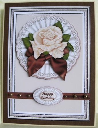 Cream Rose Card Front by Marion Evans