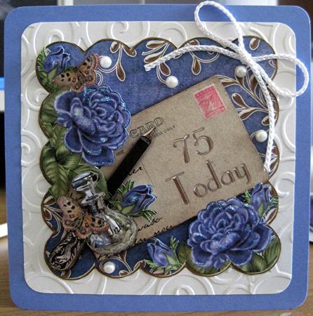 Blue Roses 75 Today Scallop Decoupage Step by Step Sheet by Marion Evans