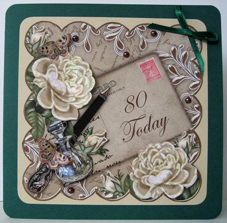 Cream Roses 80 Today 8in Scallop Decoupage Topper by Marion Evans