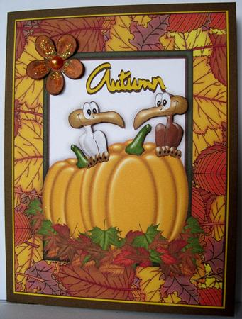 The Fall with Pumkins and Cheeky Vultures A4 by Marion Evans