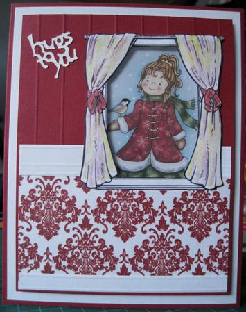 White & Red Damask Background by Marion Evans