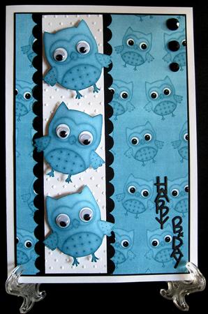 Teal Toned Owls A4 Backing Paper by Marion Evans