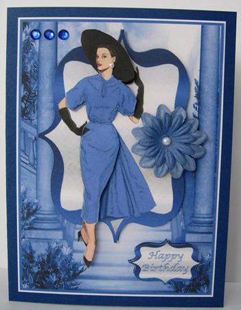 Blue Lady Cardfront by Marion Evans