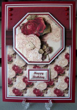 Vintage Red Rose Quick Card by Marion Evans