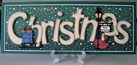 Large Dl Merry Christmas Quick Card 3D Decoupage by Marion Evans