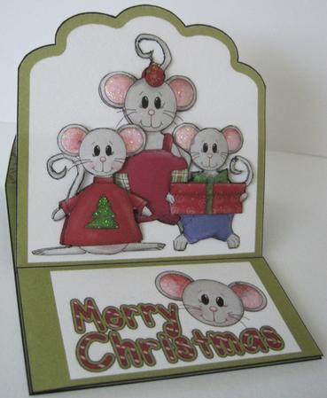 Mice Christmas Easel Card by Marion Evans