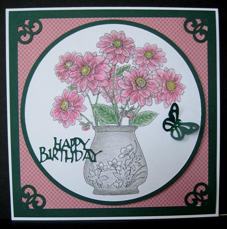 Digital Stamp - Dahlias in a Vase by Marion Evans