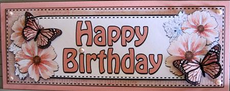 Large Dl Birthday Floral Butterflies 3D Decoupage by Marion Evans