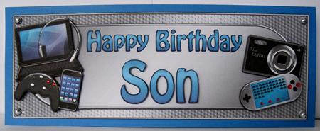 Large Dl Birthday Son Gadgets & Gizmos 3D Decoupage by Marion Evans