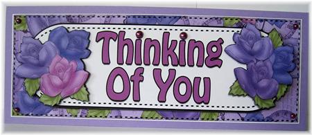 Large Dl Thinking of You Roses Card & 3D Decoupage by Marion Evans