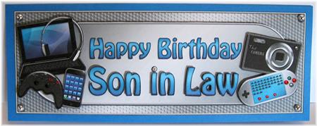 Large Dl Birthday Son in Law Gadgets & Gizmos 3D Decoupage by Marion Evans