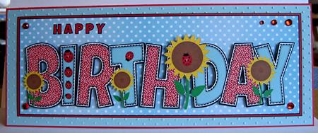 Sunflowers and Ladybirds Birthday Large Dl by Marion Evans