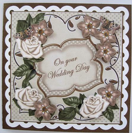 Cream Fmk Wedding Day 7in Fancy Decoupage Topper by Marion Evans