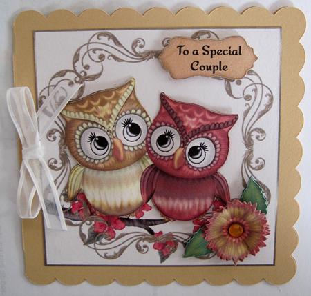 Golden Owls on White by Marion Evans