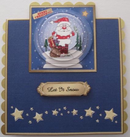 Santa Stuck Snowglobe No-hole Over the Edge Circle Pyramid by Marion Evans