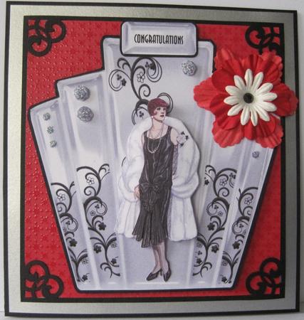 Art Deco Panels in Silver with Lady in Furs by Marion Evans