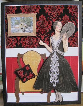 Black & Red Damask Background by Marion Evans