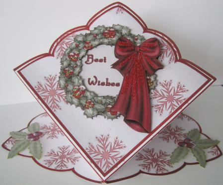 Christmas Wreath Diamond Top Card with Step by Step by Marion Evans