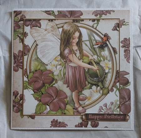 Forest Fairy Evie Dark Pink 7x7 Quick Card by Marion Harding