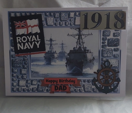 Naval Ships in Mosaic Frame - various sentiments by Marion Harding