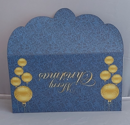 Gold  baubles money wallet (Blue glitter). by Marion Harding