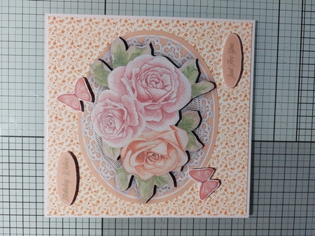 Beautiful English Roses on Lace by Marion Harding