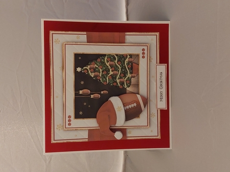Christmas American Football with Santa Hat 7x7 inch by Marion Harding