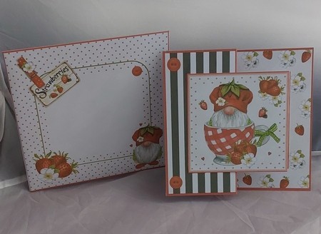  Strawberry Gnome Double ZFold Card by Marion Harding