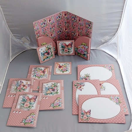 Pink Flowers and Butterflies Notelets Kit by Marion Harding