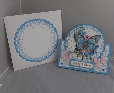 Blue Butterfly All Occasions 7 x 7 Shaped Card by Marion Harding