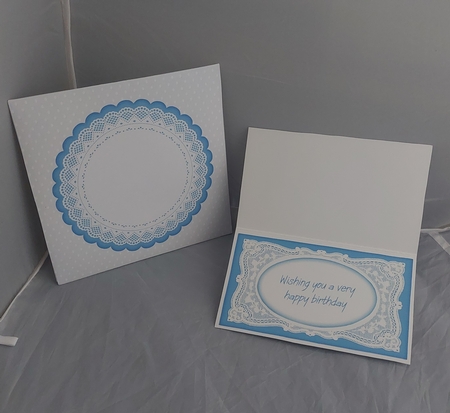 Blue Butterfly All Occasions 7 x 7 Shaped Card by Marion Harding